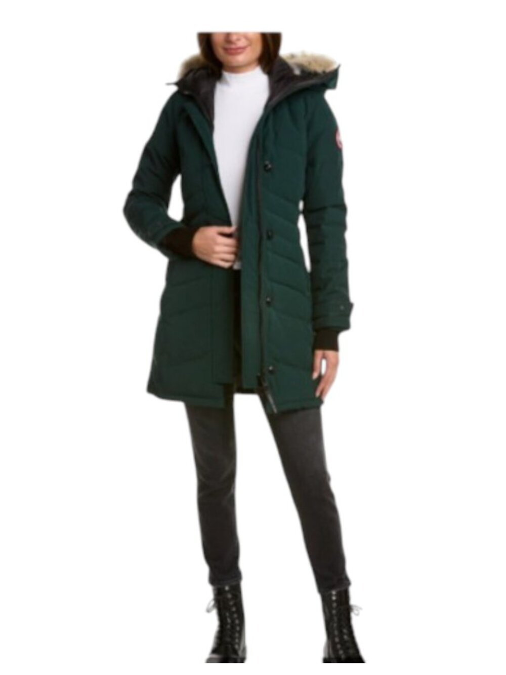 Canada Goose Lorette Parka Hooded Women's XS Green Down Puffer Winter Coat Flaw